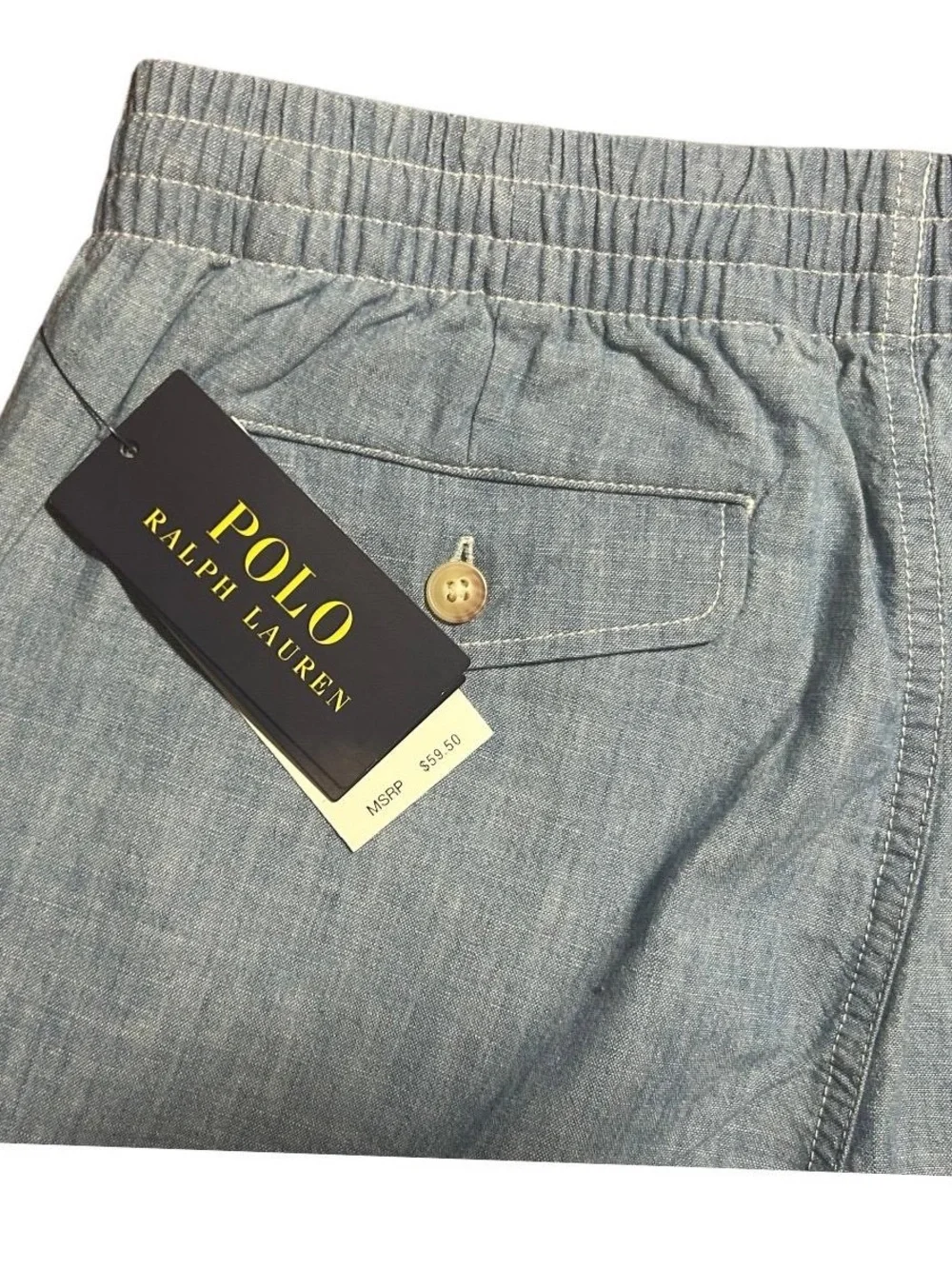 Ralph Lauren Light Blue Chambray Elastic-Waist Shorts boys size 16